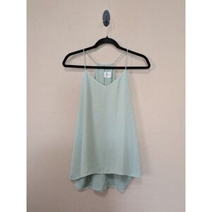 Express Mint Green White Polka Dot Hi Low Spaghetti Strap Sz M Flowy Chic Casual